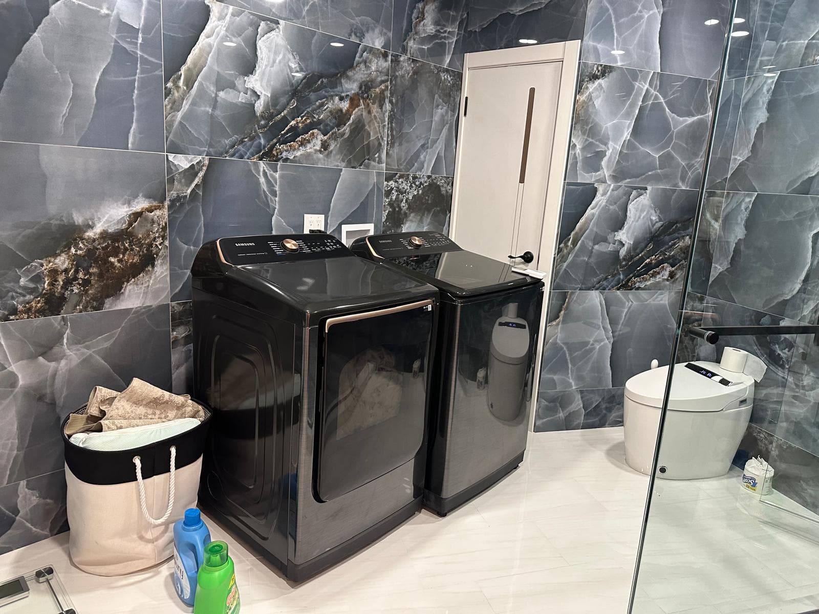 Completed bathroom renovation with modern tile and vanity in NJ