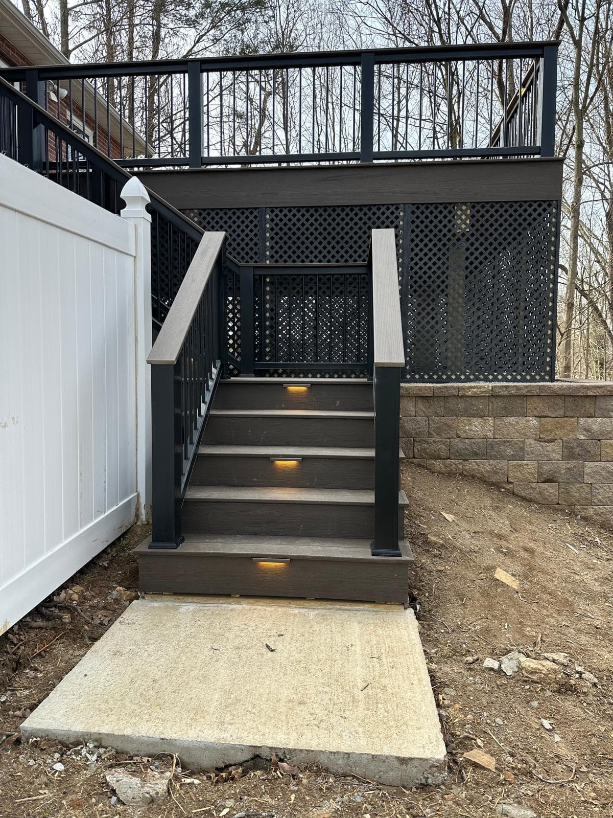 Deck with stair lighting